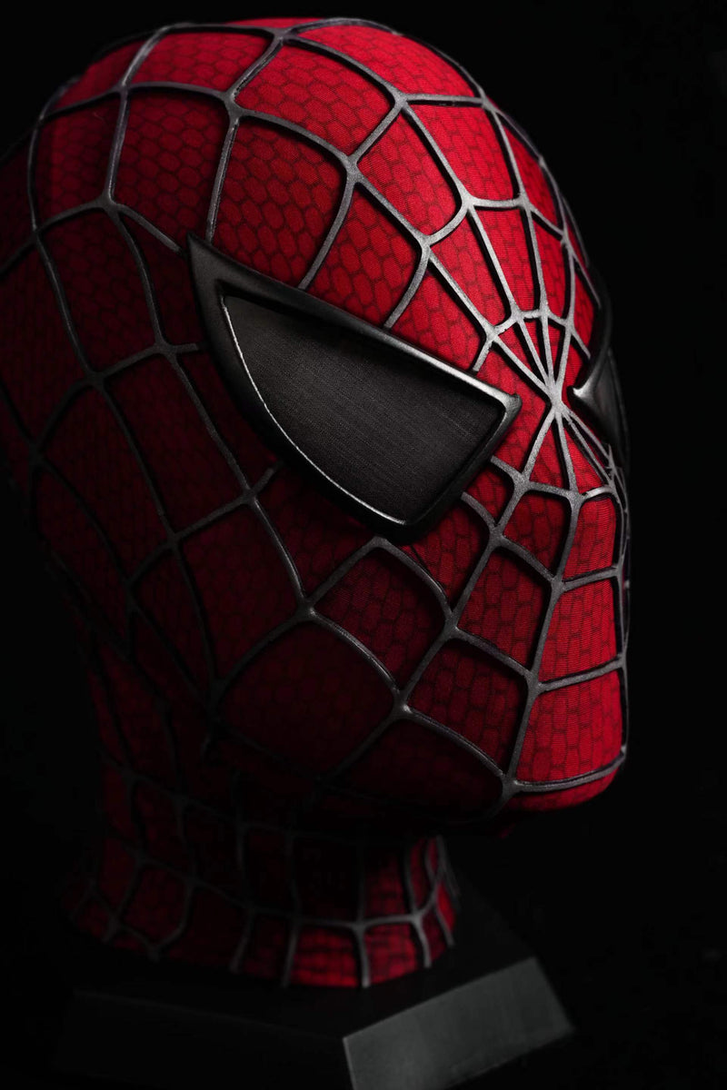 Sam Raimi Spidey Mask (adults) With Face Shell & 3d Rubber Web, Wearab 