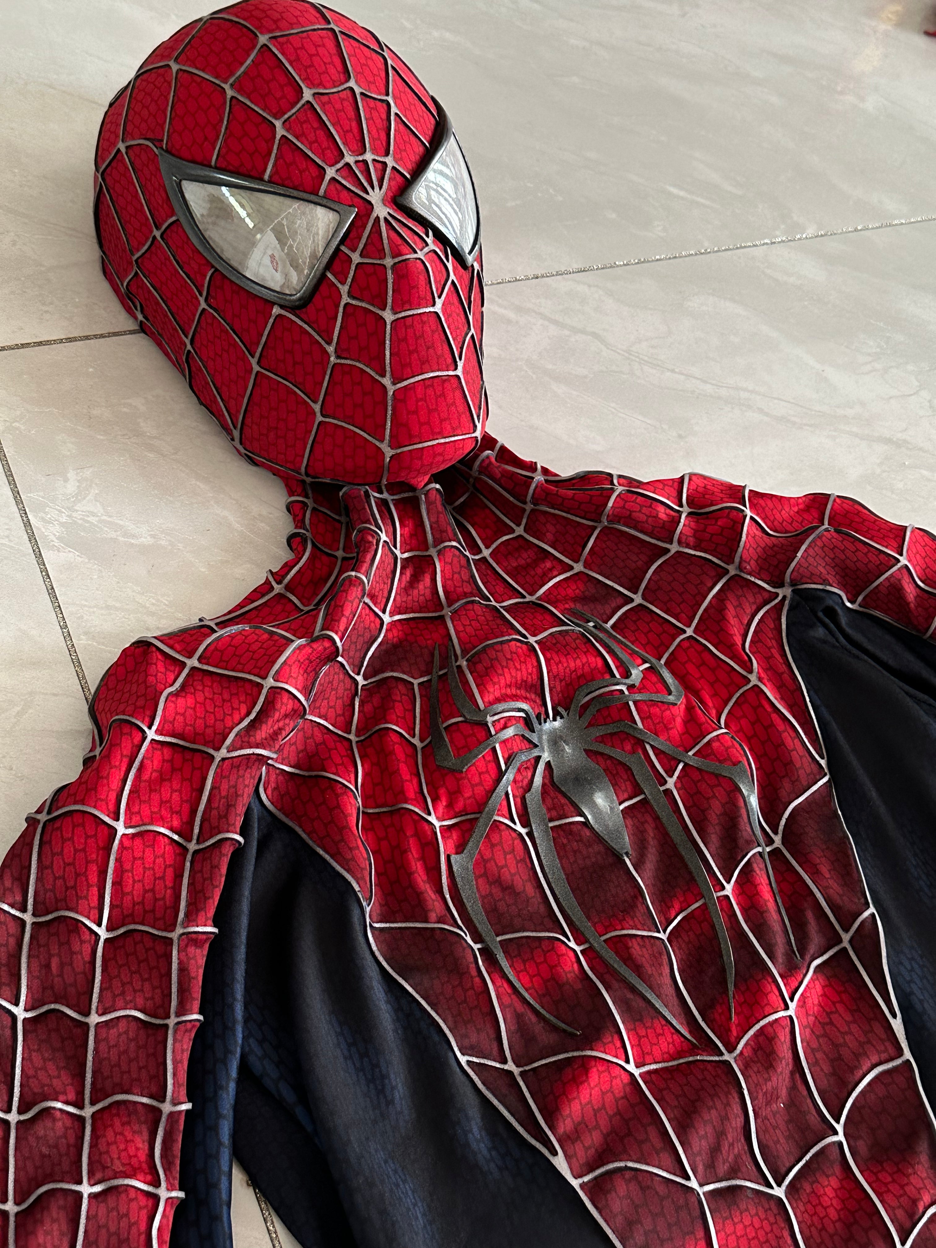 Spidey Suit SAM RAIMI TOBEY version with Face shell & 3D Rubber Web Movie Prop Replica(wearable)