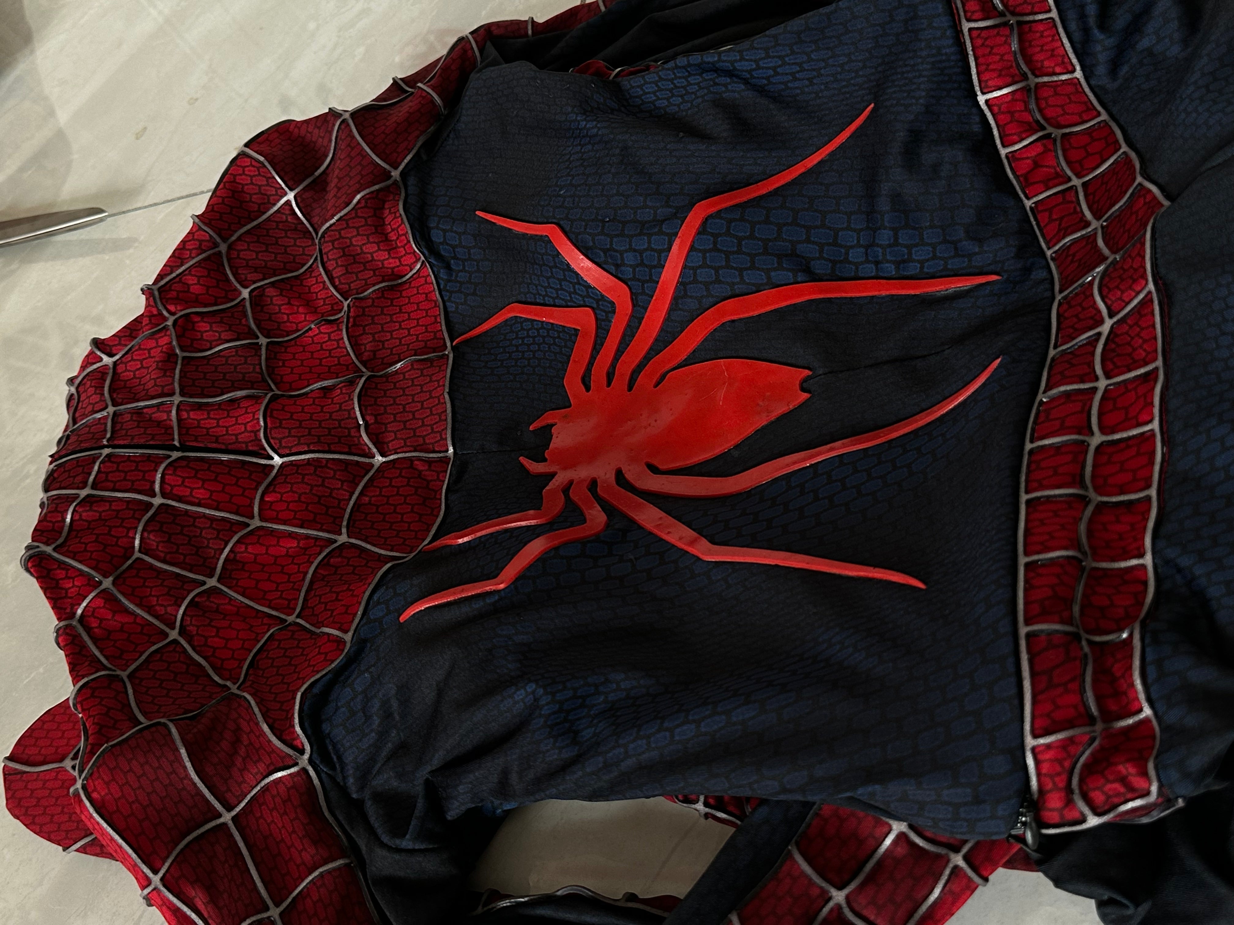 Spidey Suit SAM RAIMI TOBEY version with Face shell & 3D Rubber Web Movie Prop Replica(wearable)