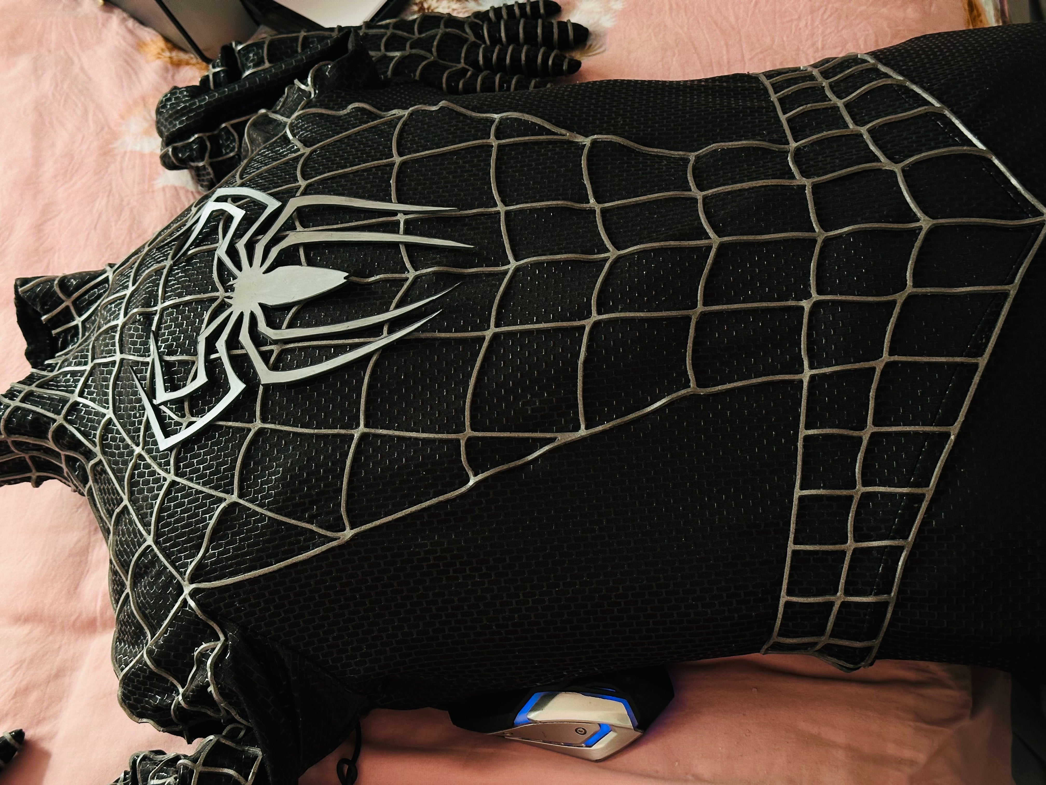 Spidey3 Venom suit,SAM RAIMI TOBEY version with Face shell & 3D Rubber Web Movie Prop Replica(wearable)