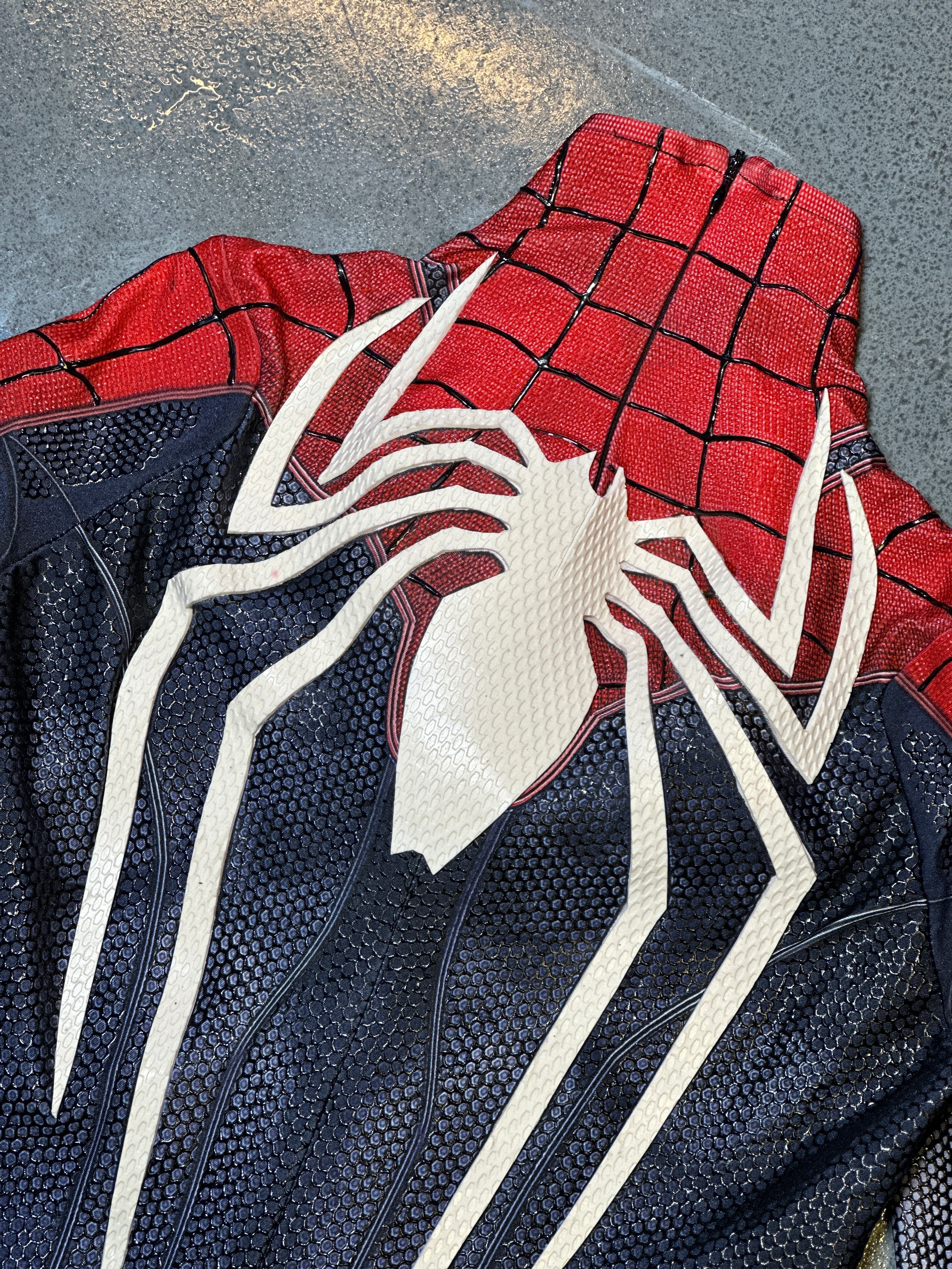 PS4 Spidey suit with Face shell & 3D Rubber Web Movie Prop Replica(wearable)