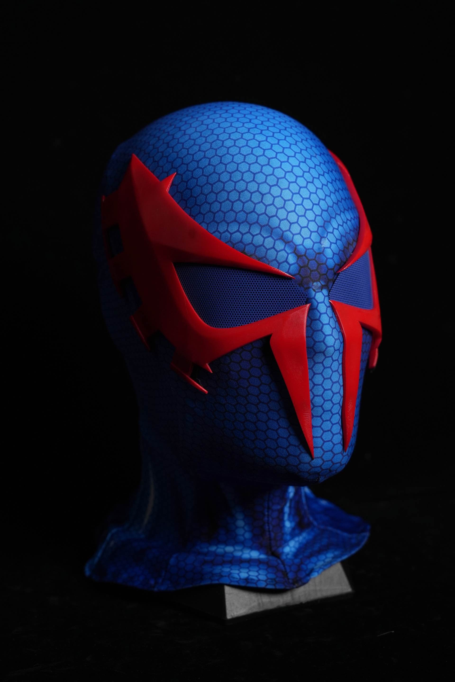 2099 Spidey Mask (Adults) with Face shell & 3D Rubber Web, Wearable Movie Prop Replica