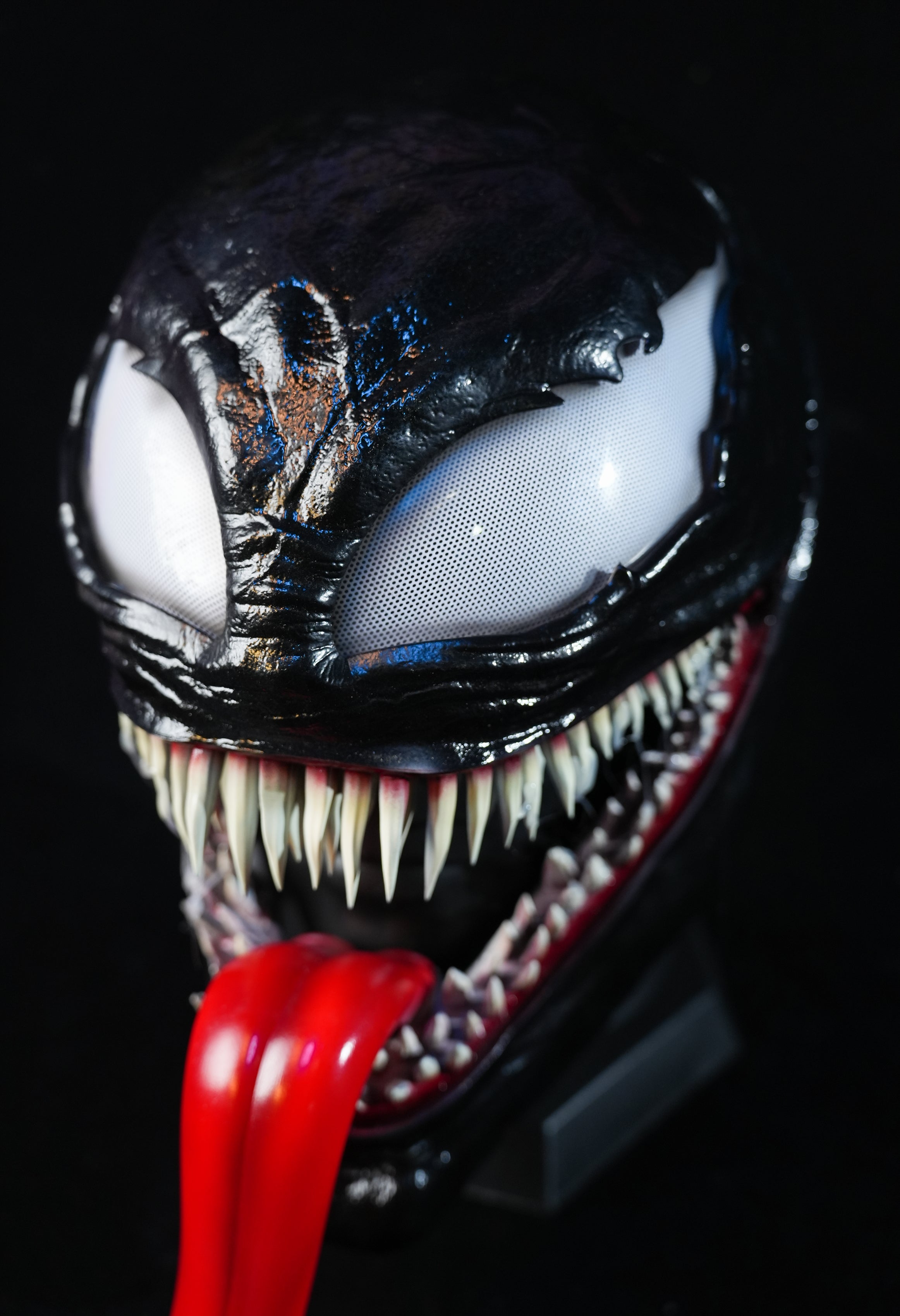 Venom3 Mask with tongue (Adults) with Full Head Face shell & 3D Rubber Web, Wearable Movie Prop Replica