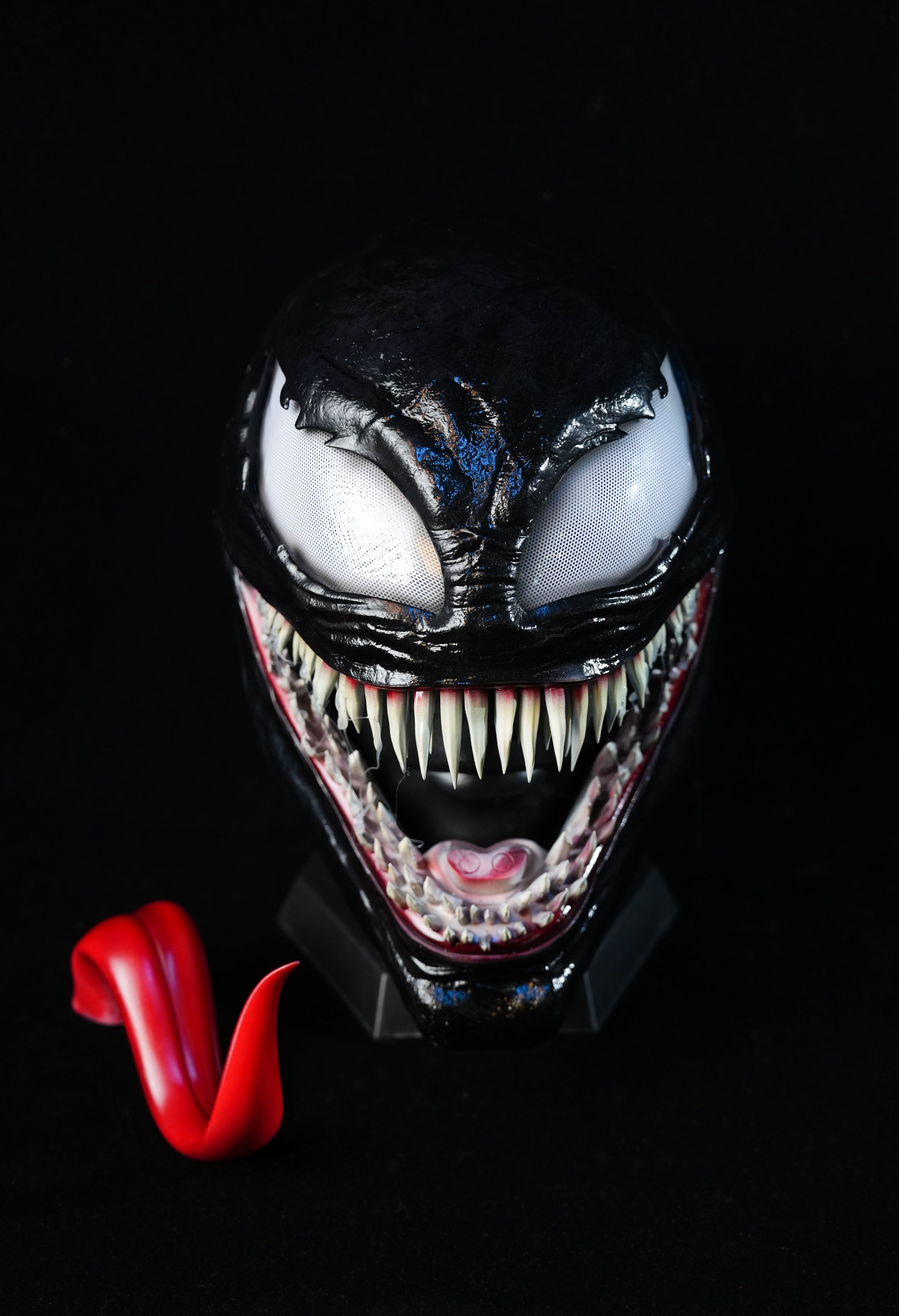 Venom3 Mask with tongue (Adults) with Full Head Face shell & 3D Rubber Web, Wearable Movie Prop Replica