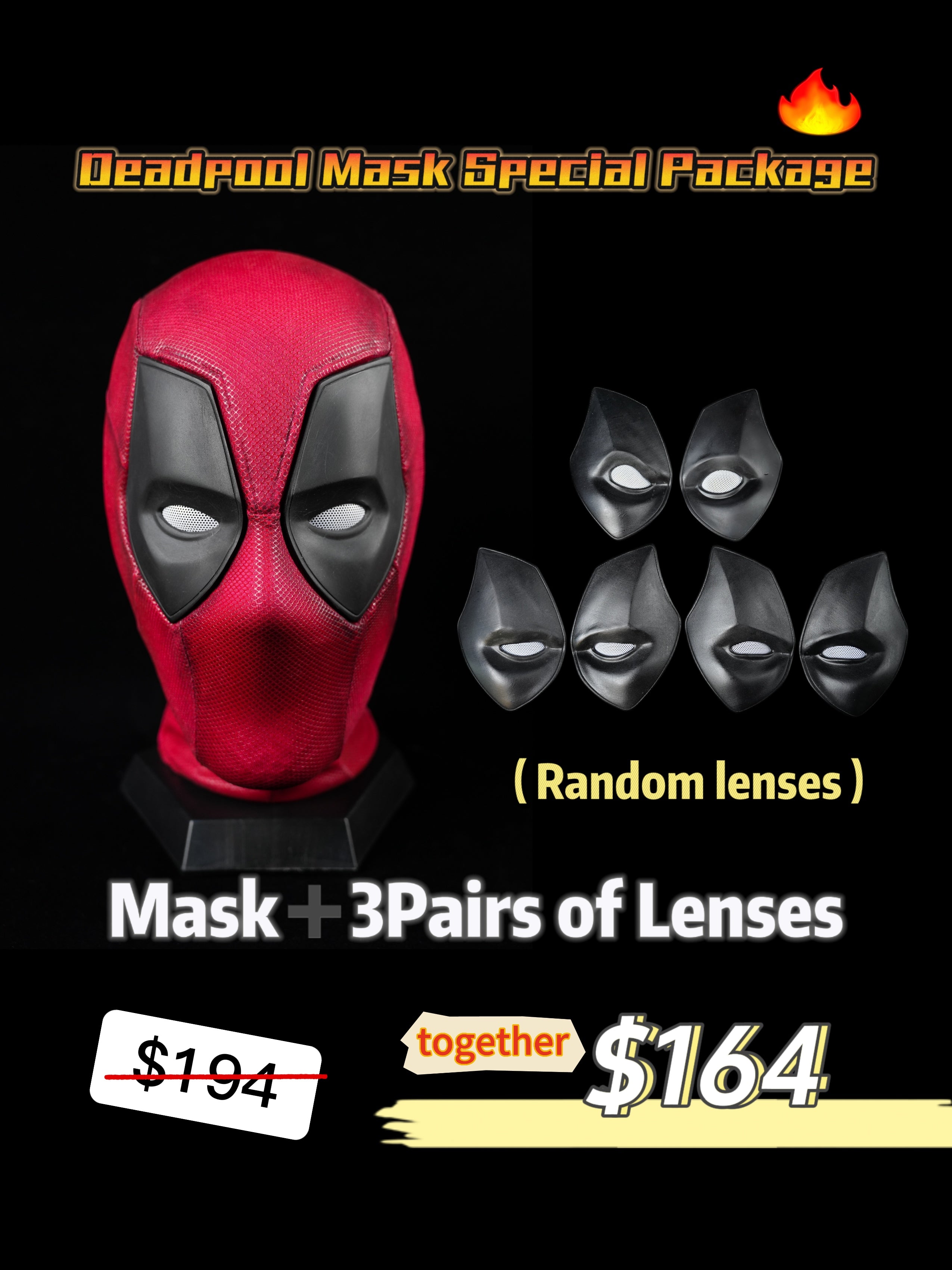 Dead pool mask with Faceshell Wearable Movie Prop Replica (Adult)