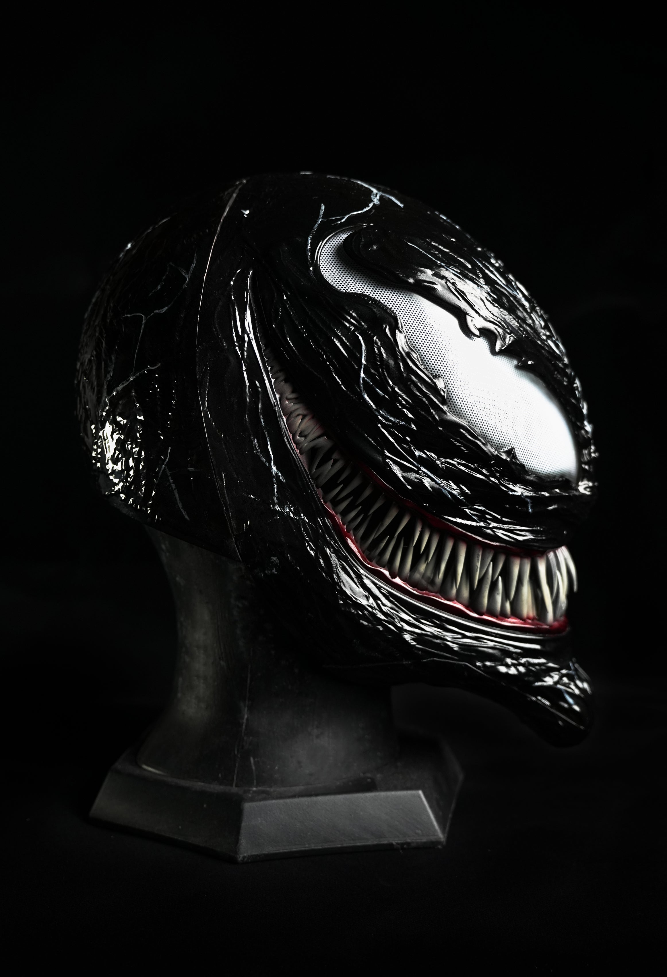 Venom3 Mask without tongue (Adults) with Full Head Face shell & 3D Rubber Web, Wearable Movie Prop Replica