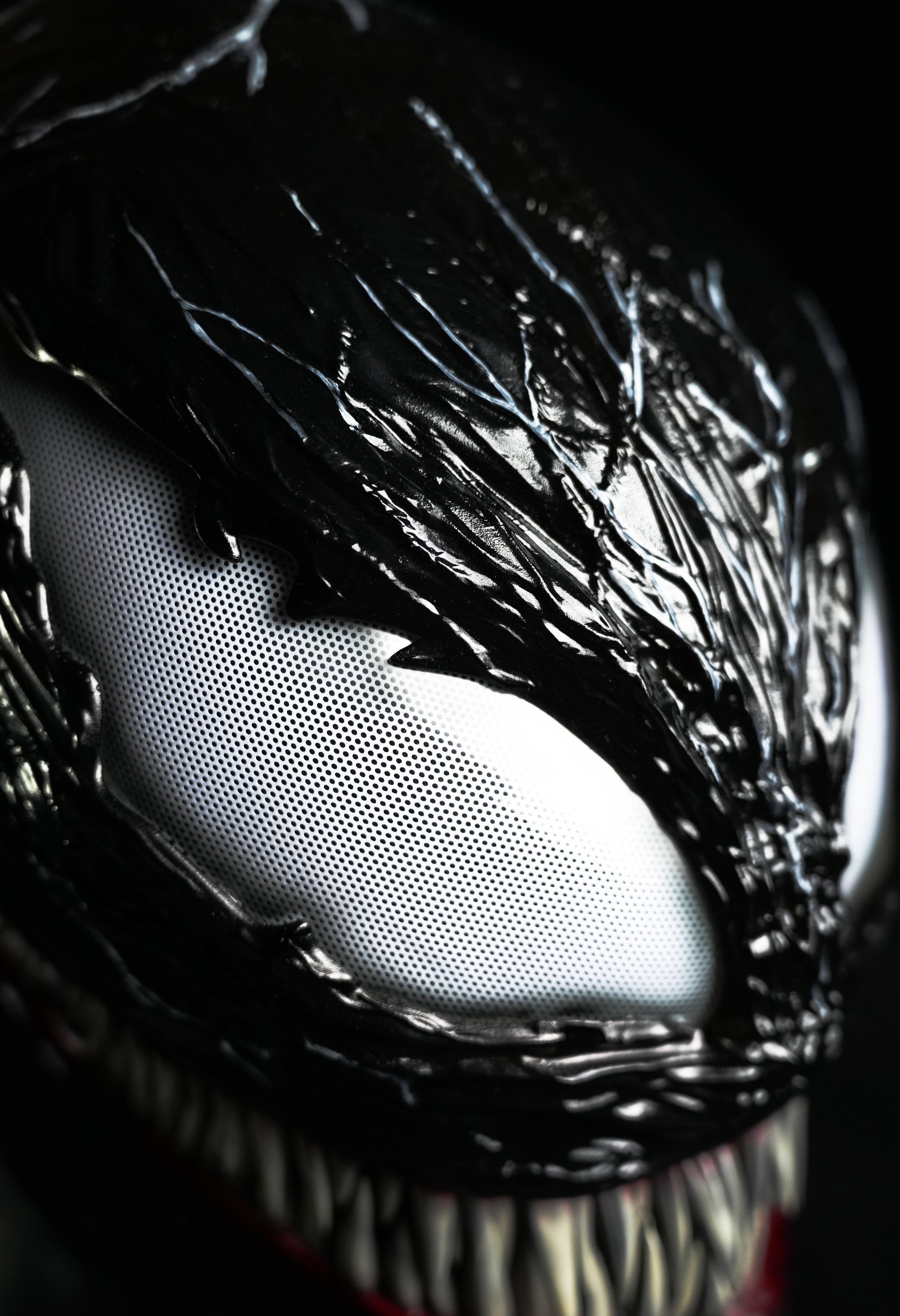 Venom3 Mask without tongue (Adults) with Full Head Face shell & 3D Rubber Web, Wearable Movie Prop Replica