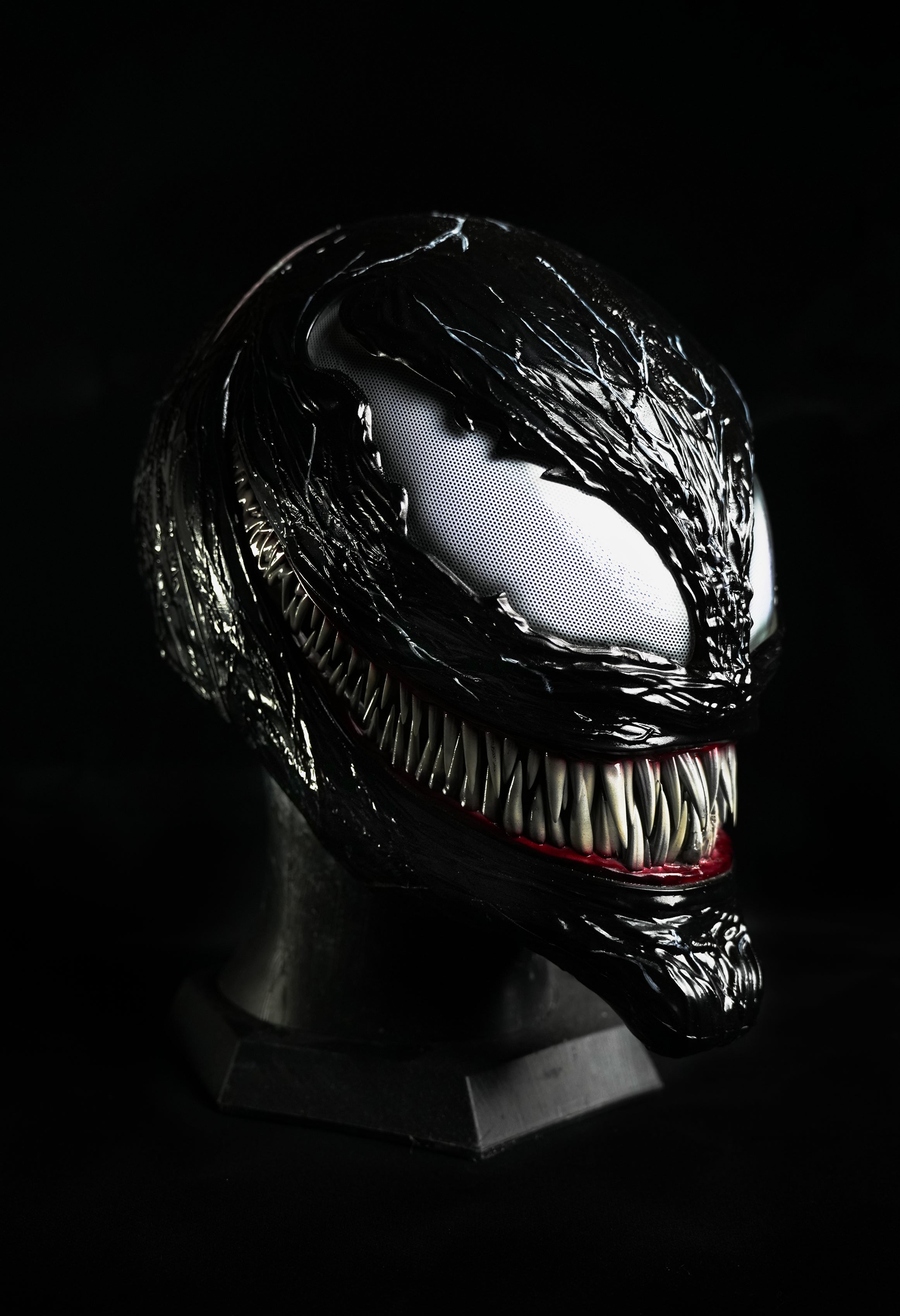 Venom3 Mask without tongue (Adults) with Full Head Face shell & 3D Rubber Web, Wearable Movie Prop Replica