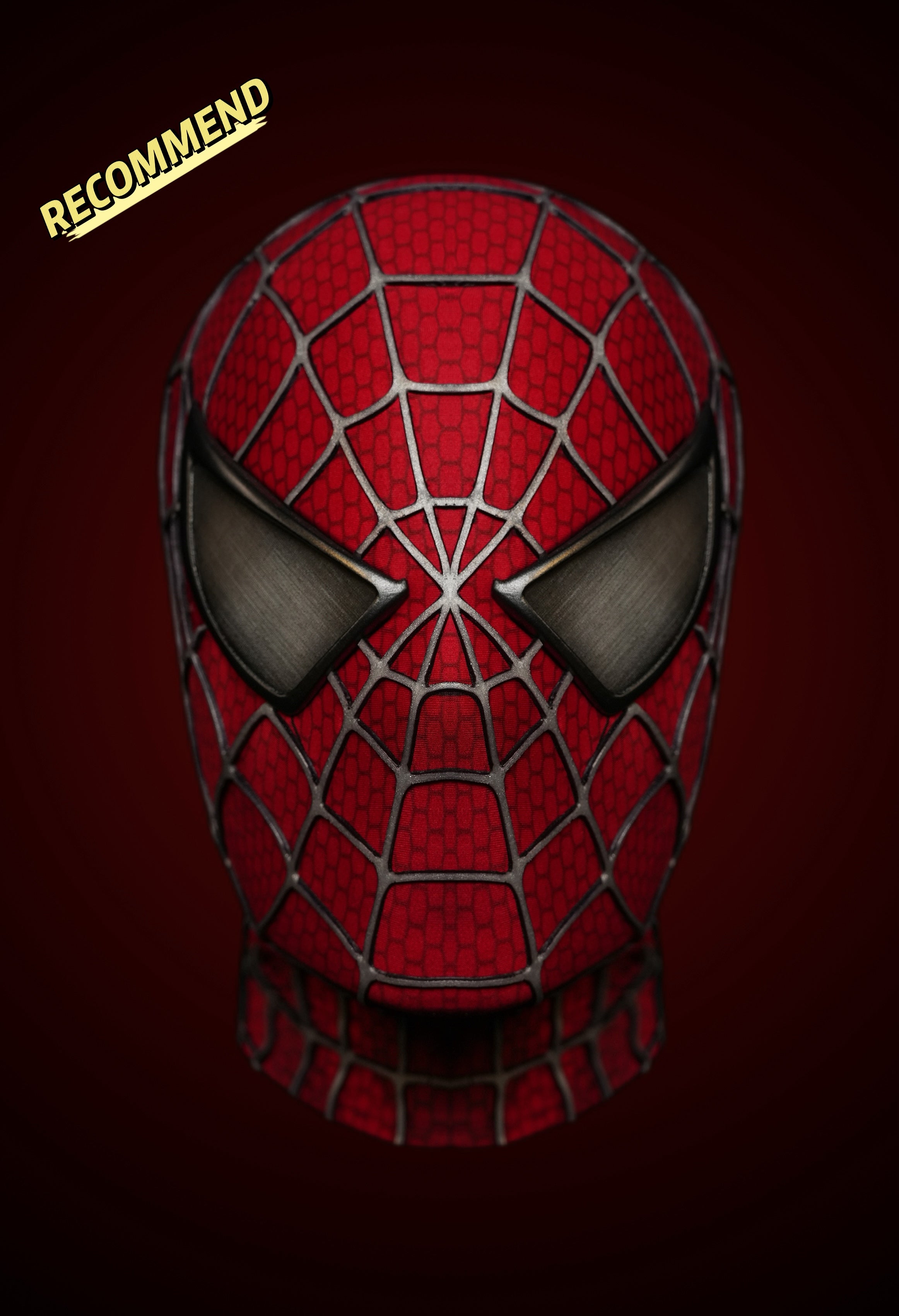 Sam Raimi Spidey Mask (Adults) with Face shell & 3D Rubber Web, Wearable Movie Prop Replica