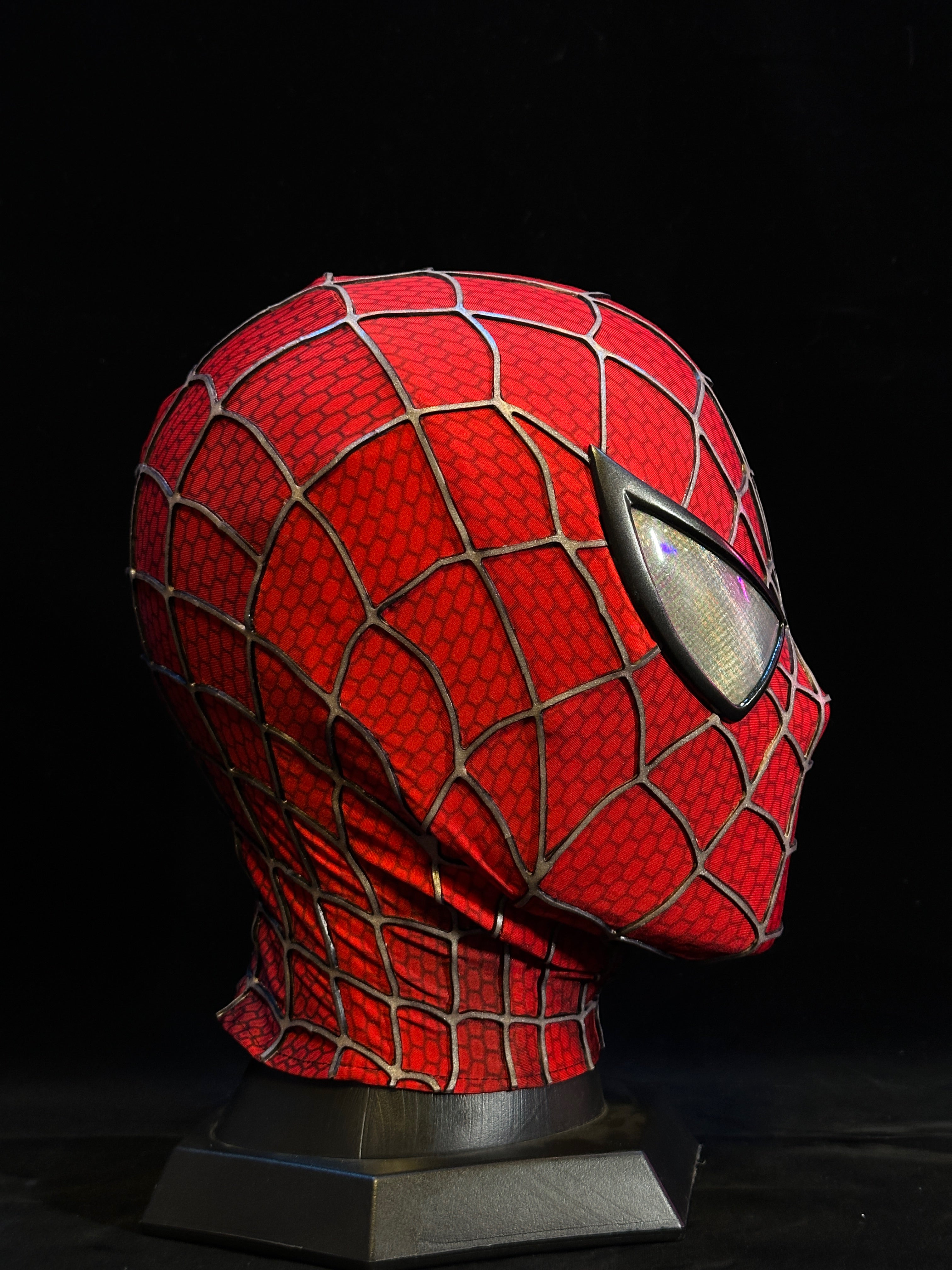 Sam Raimi Spidey Mask (Adults) with Face shell & 3D Rubber Web, Wearable Movie Prop Replica
